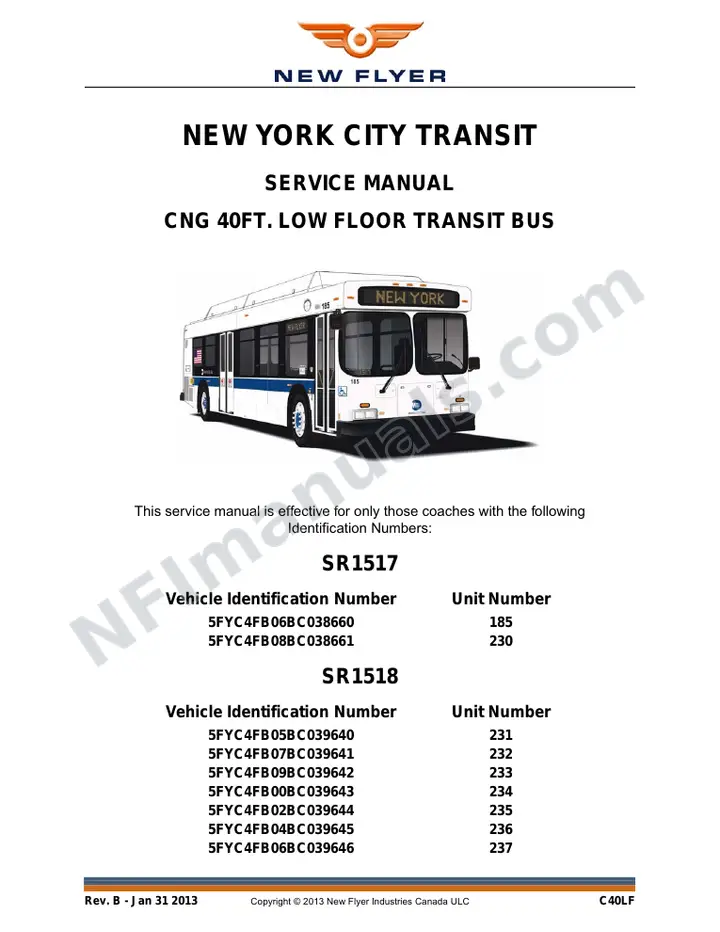 SR1517_1518_1519_1715 Service Manual, New York City Transit first-page preview