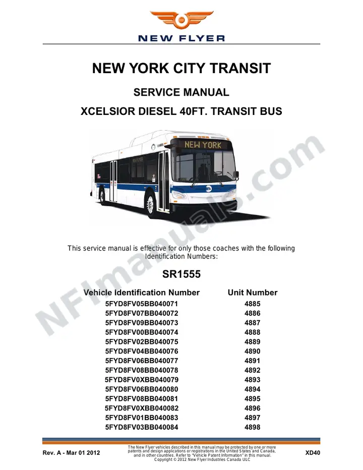 SR1555 Service Manual, New York City Transit first-page preview