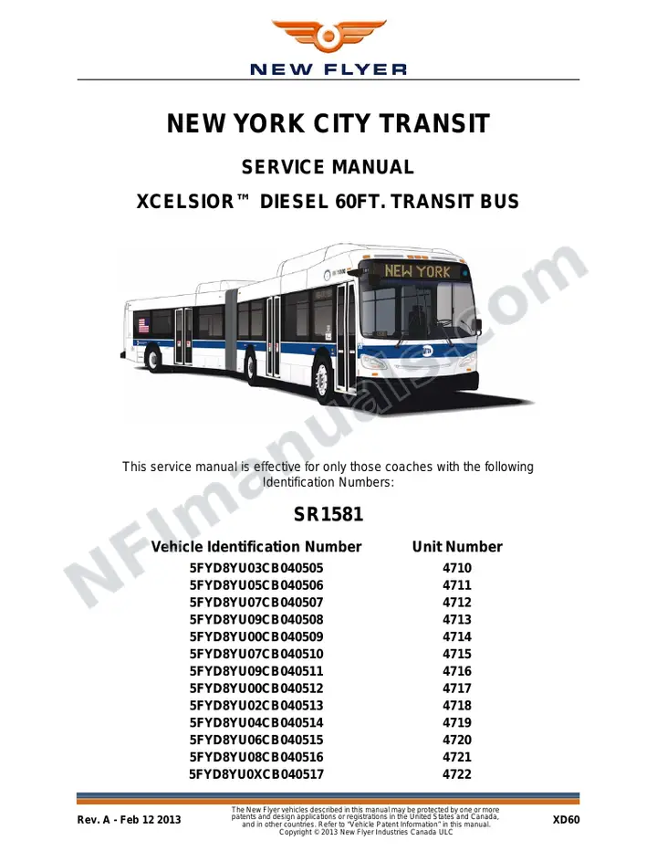 SR1581 Service Manual, New York City Transit first-page preview
