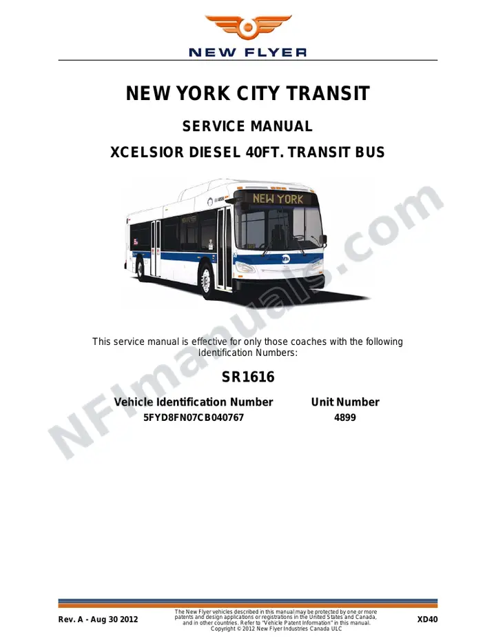 SR1616 Service Manual, New York City Transit first-page preview