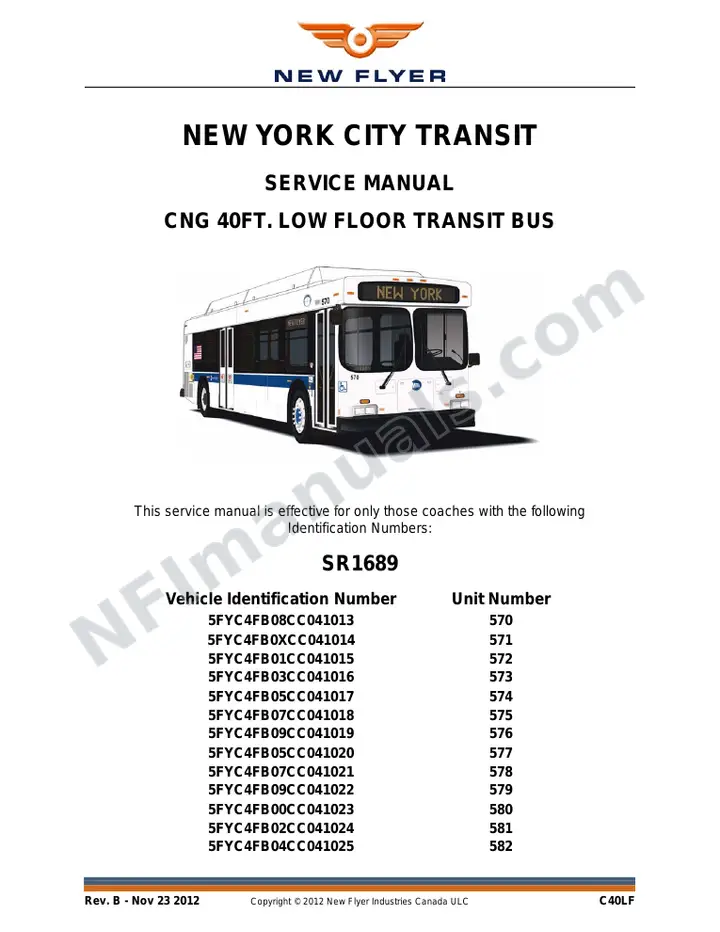 SR1689 Service Manual, New York City Transit first-page preview