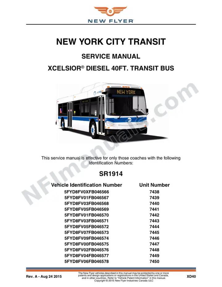 SR1914 Service Manual, New York City Transit first-page preview