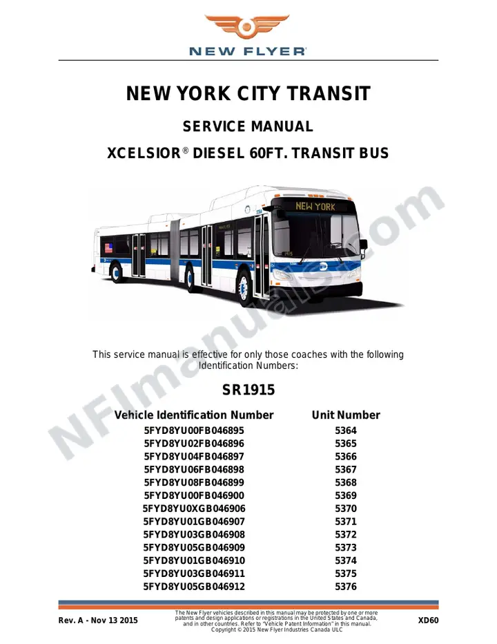 SR1915 Service Manual, New York City Transit first-page preview