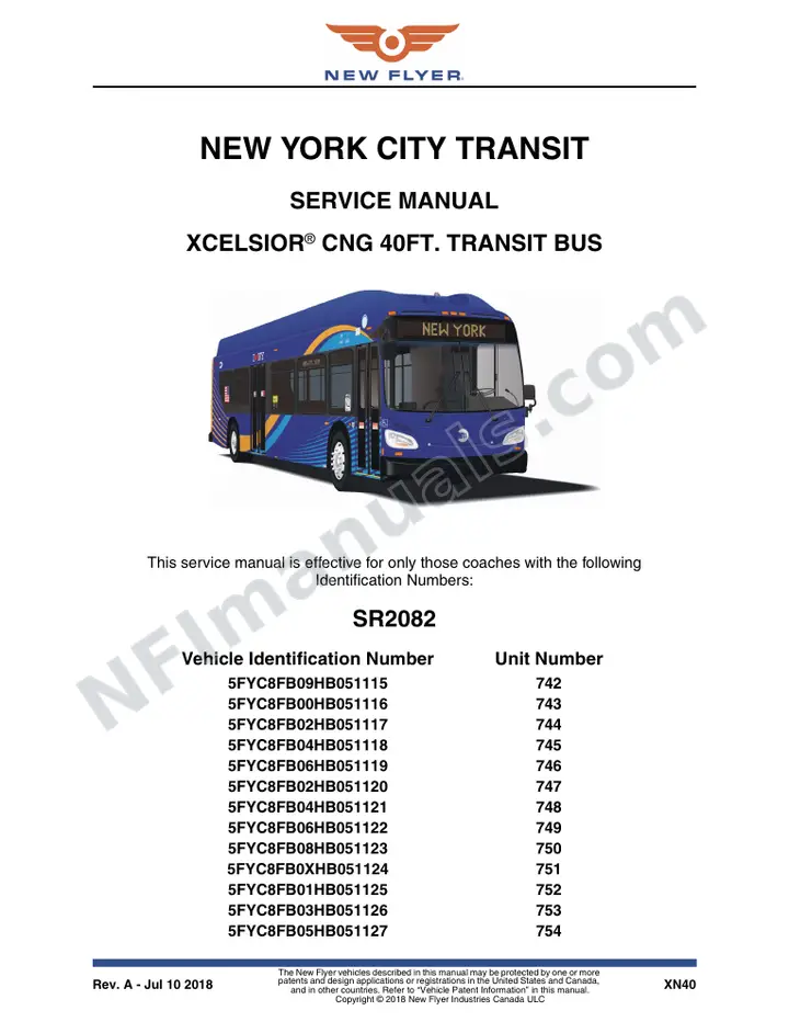 SR2082 Service Manual, New York City Transit first-page preview