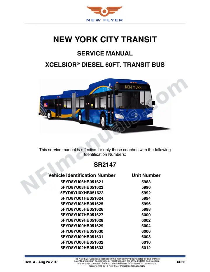 SR2147 Service Manual, New York City Transit first-page preview