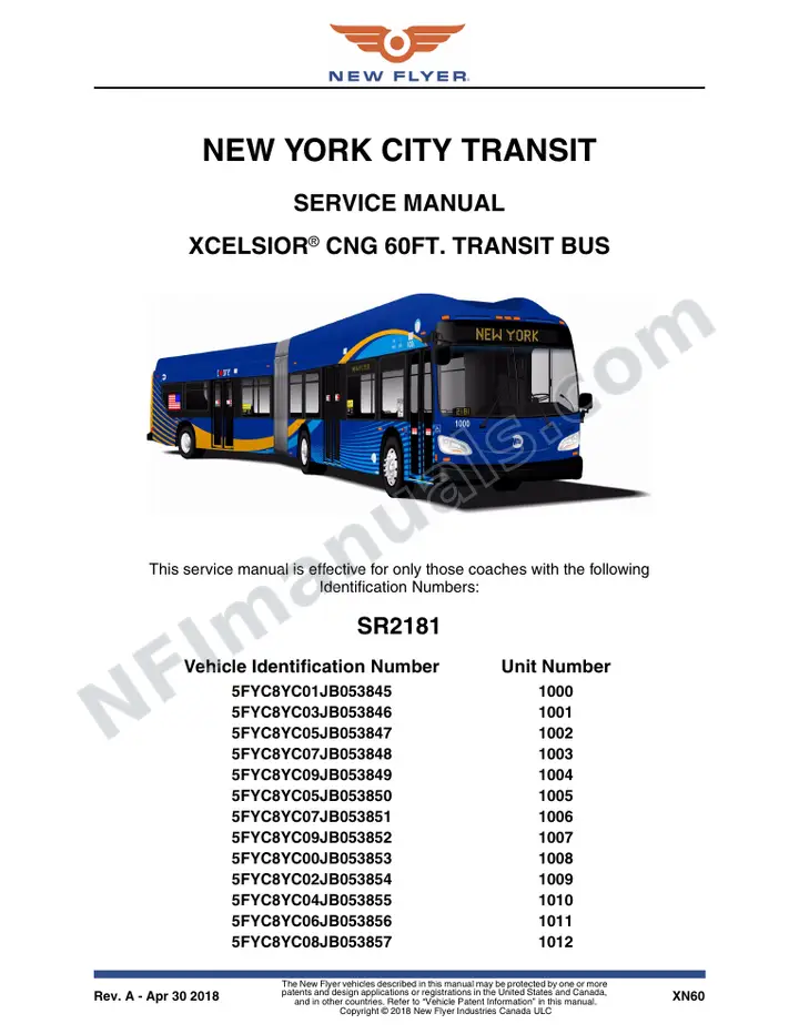 SR2181 Service Manual, New York City Transit first-page preview