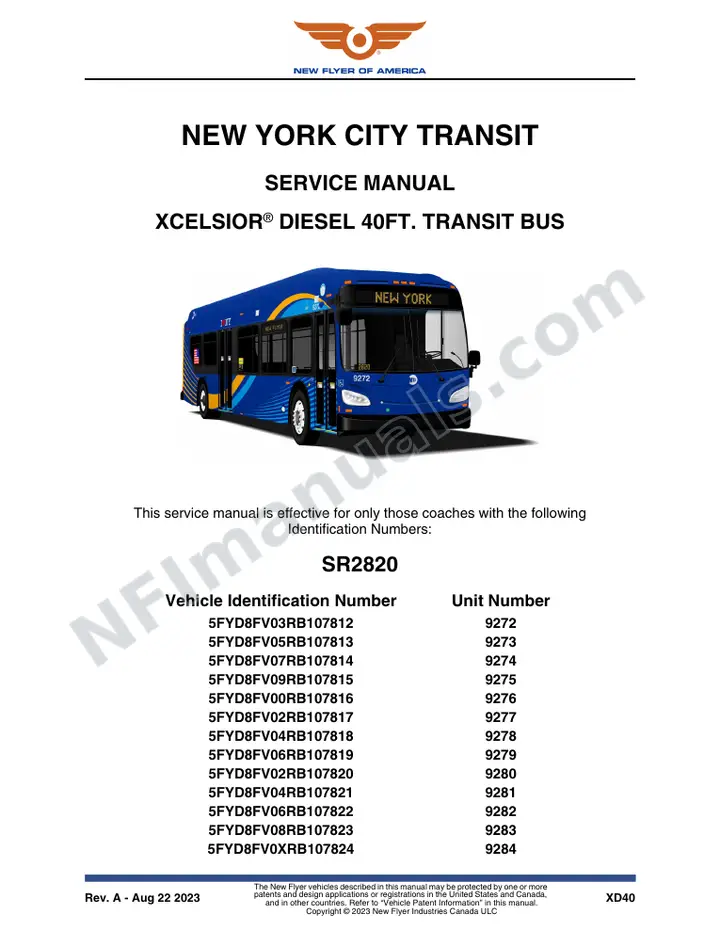 SR2820 Service Manual, New York City Transit first-page preview
