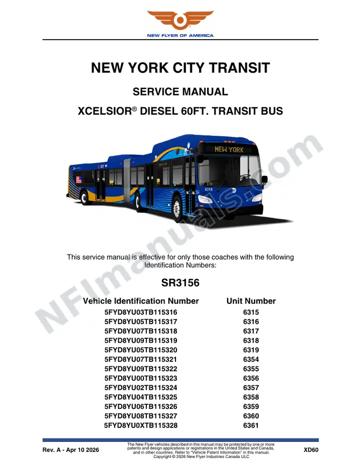 SR3156 Service Manual, New York City Transit first-page preview