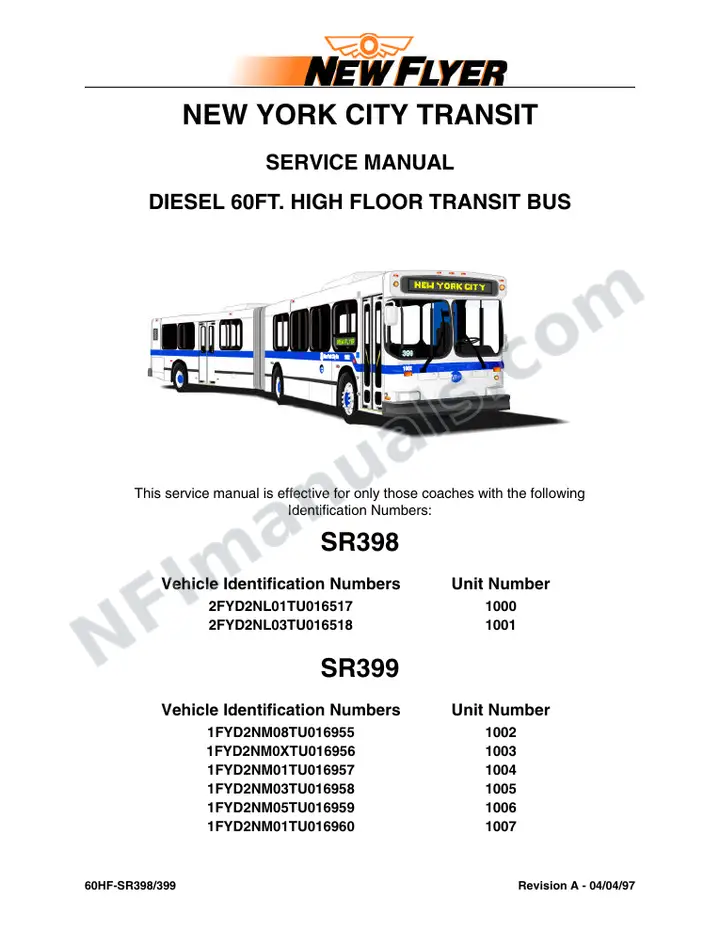 SR398/399 Service Manual, New York City Transit first-page preview