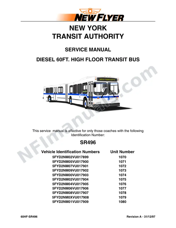 SR496 Service Manual, New York City Transit first-page preview