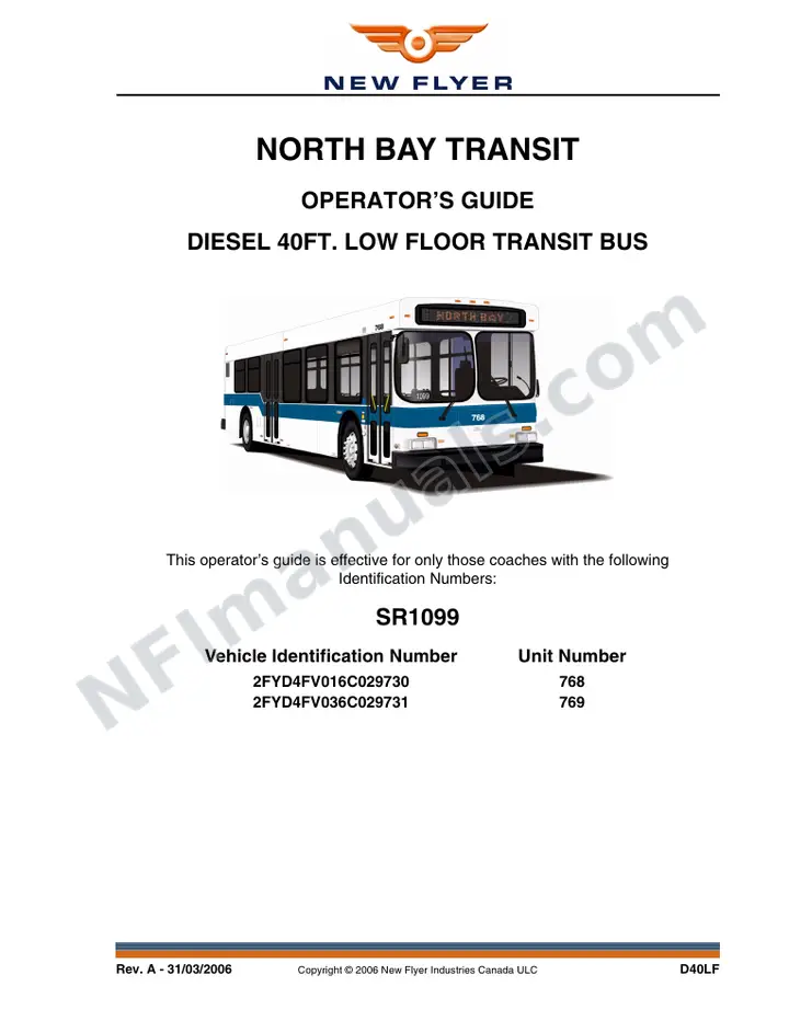 SR1099 Operator's Guide, North Bay Transit first-page preview