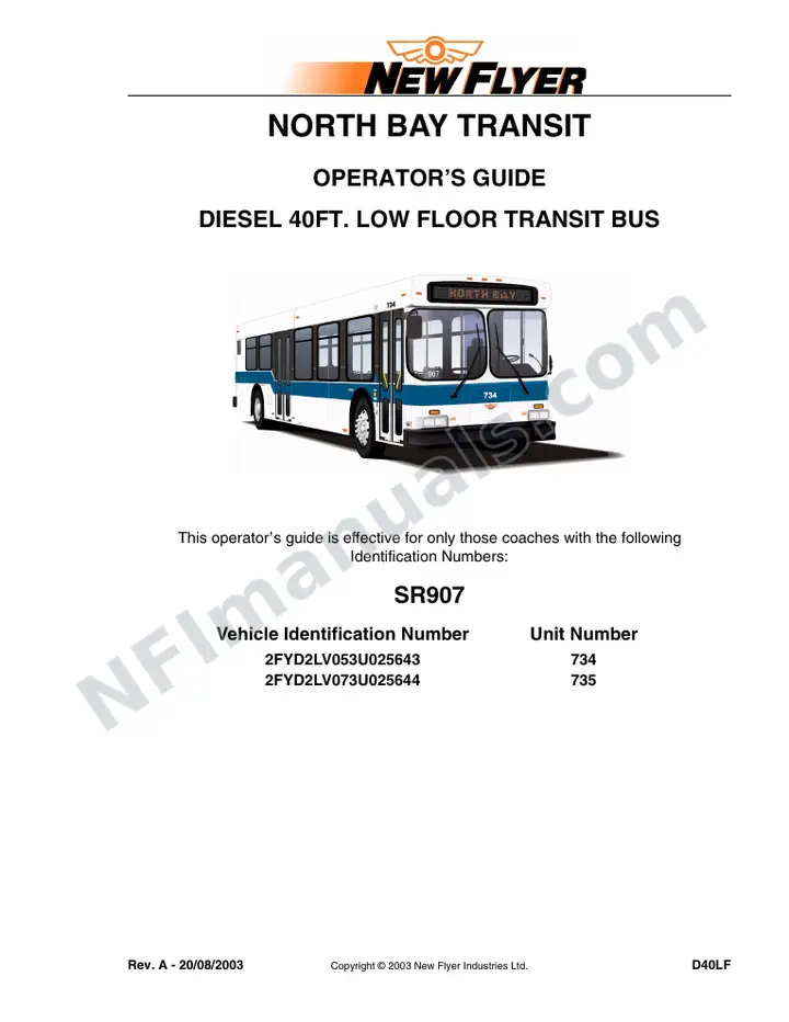 SR907 Operator's Guide, North Bay Transit first-page preview