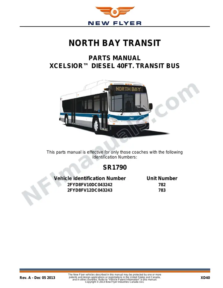 SR1790 Parts Manual, North Bay Transit first-page preview