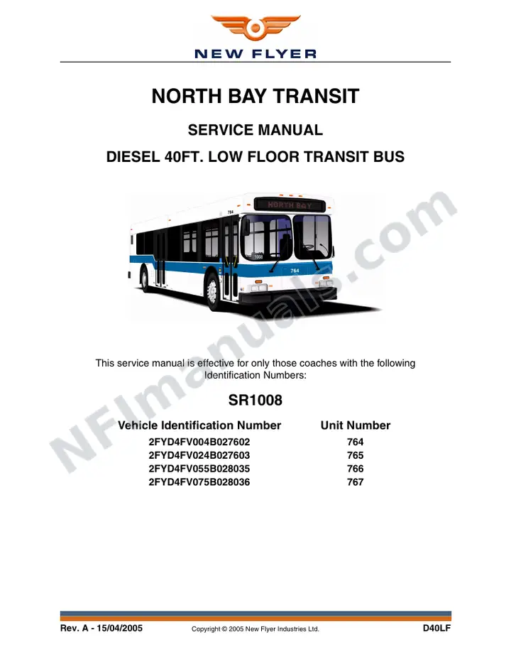 SR1008 Service Manual, North Bay Transit first-page preview