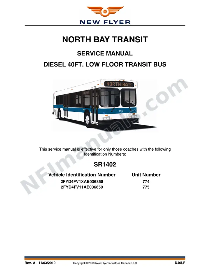 SR1402 Service Manual, North Bay Transit first-page preview