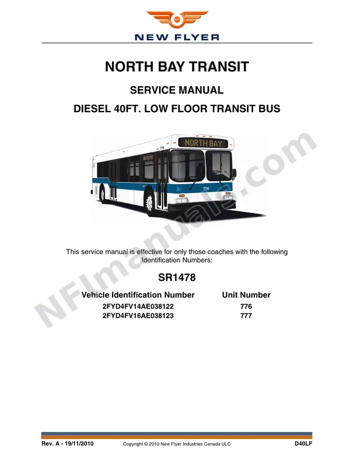 SR1478 Service Manual, North Bay Transit first-page preview