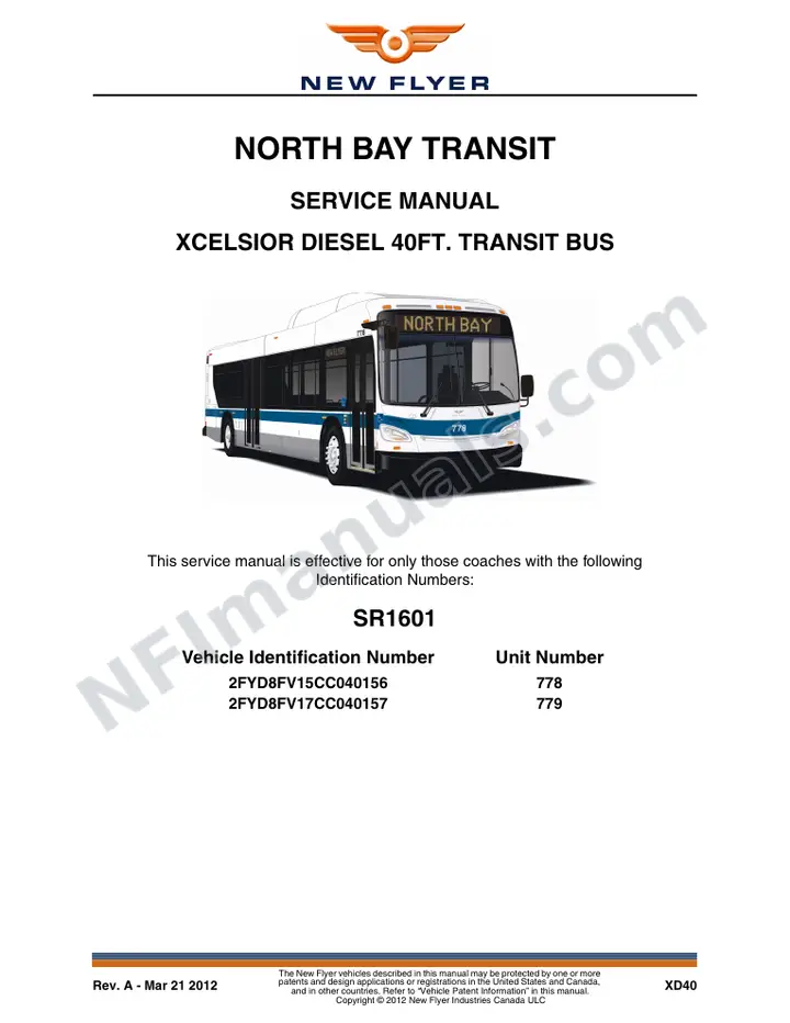 SR1601 Service Manual, North Bay Transit first-page preview