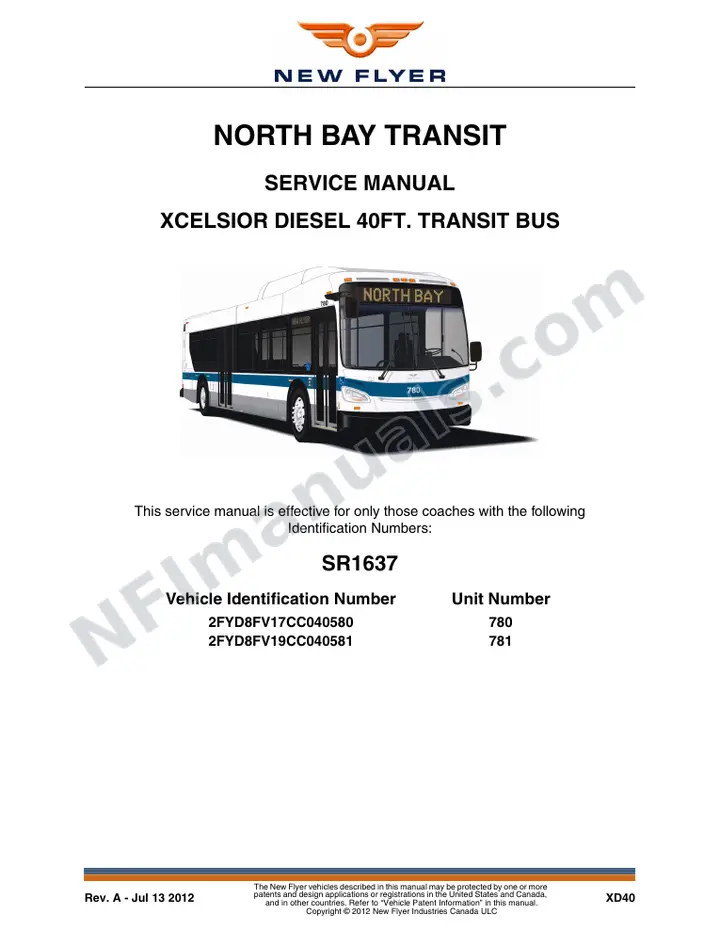 SR1637 Service Manual, North Bay Transit first-page preview