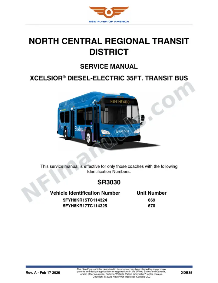 SR3030 Service Manual, North Central Regional Transit District first-page preview