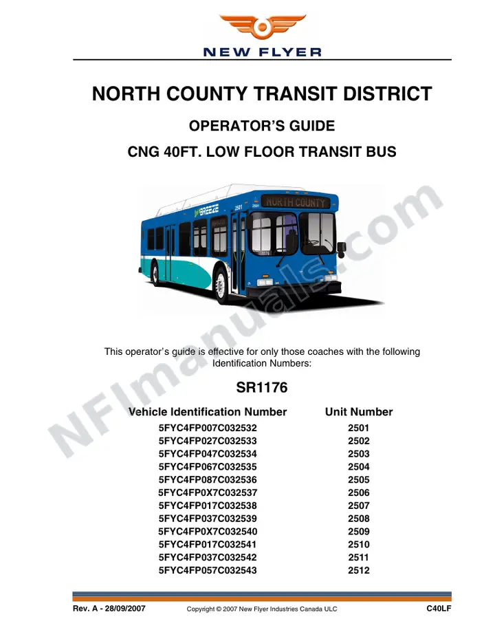 SR1176 Operator's Guide, North County District Transit first-page preview