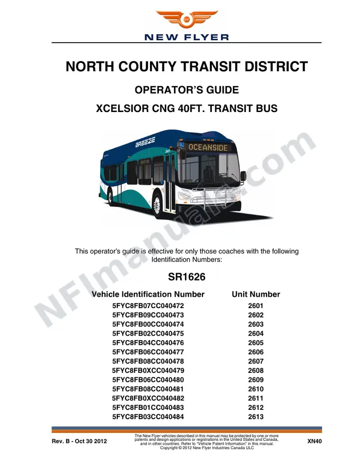 New Flyer XN40 Manual Package - North County Transit District included manual preview