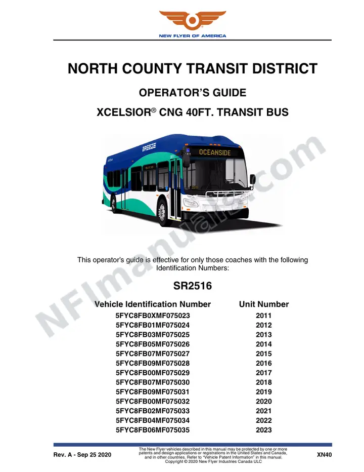 SR2516 Operator's Guide, North County Transit District first-page preview