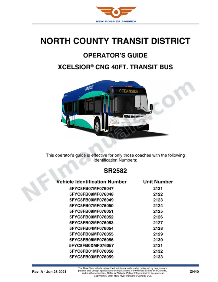 SR2582 Operator's Guide, North County Transit District first-page preview