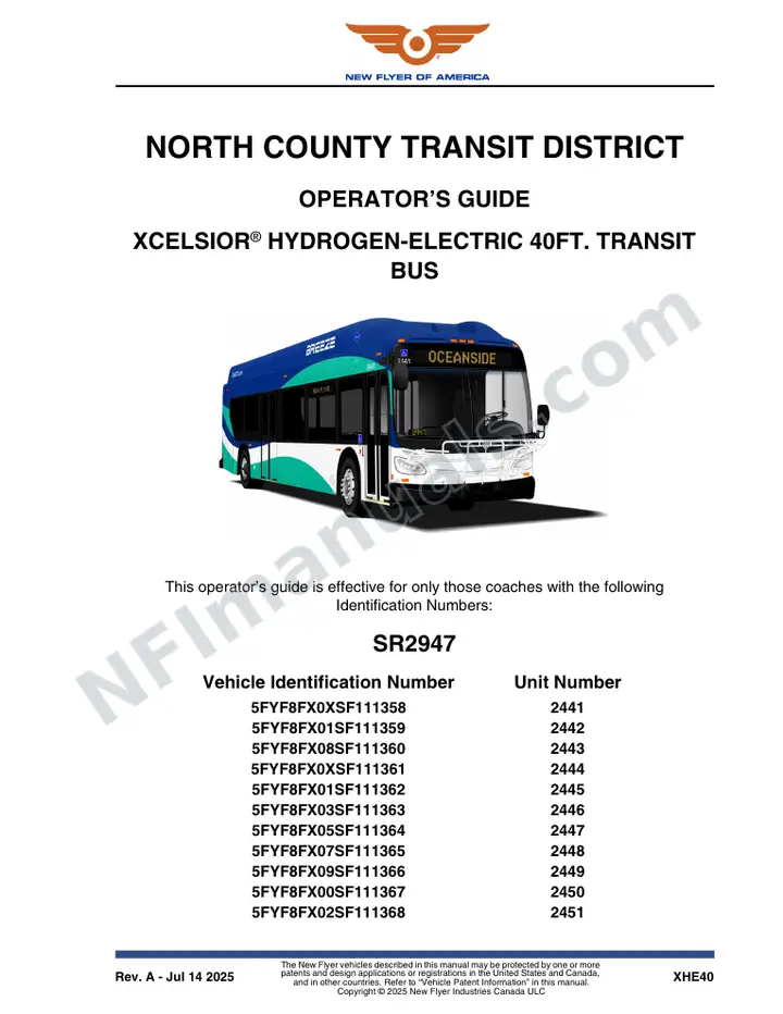 SR2947 Operator's Guide, North County Transit District first-page preview