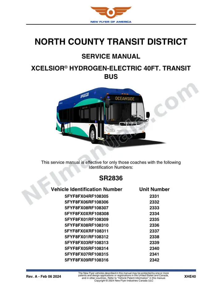 SR2836 Service Manual, North County Transit District first-page preview