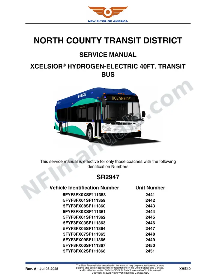 SR2947 Service Manual, North County Transit District first-page preview