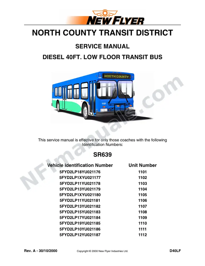SR639 Service Manual, North County Transit District first-page preview