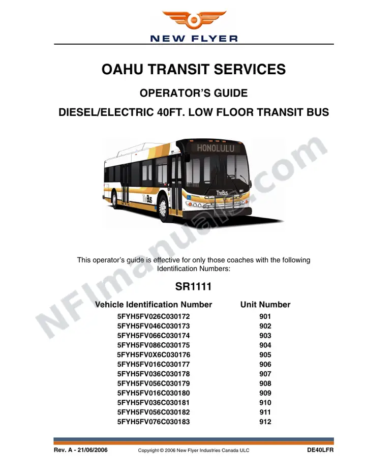 SR1111 Operator's Guide, Oahu Transit Services first-page preview