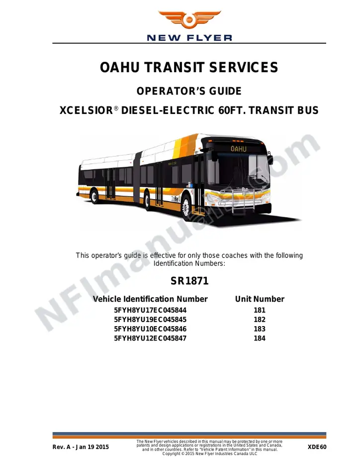 New Flyer XDE60 Manual Package - Oahu Transit Services included manual preview