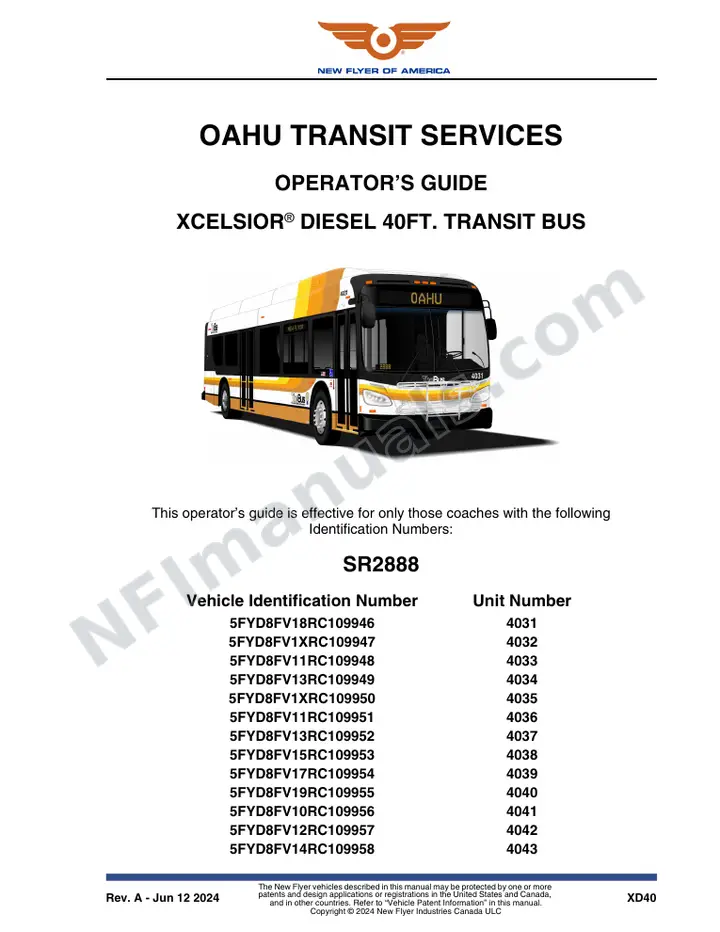 SR2888 Operator's Guide, Oahu Transit Services first-page preview