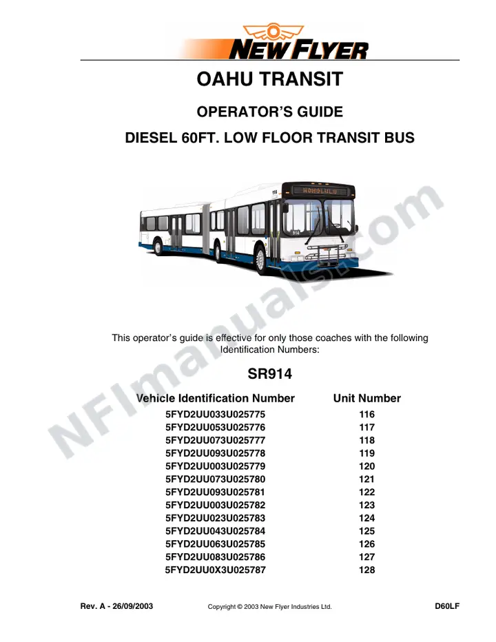 SR914 Operator's Guide, Oahu Transit Services first-page preview