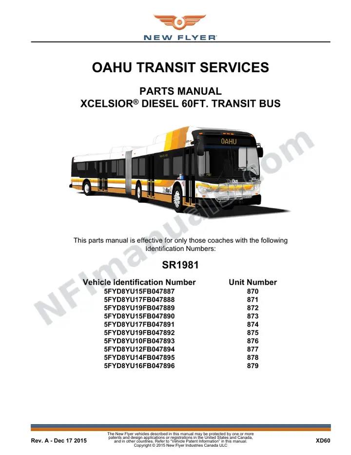 SR1981 Parts Manual, Oahu Transit Services first-page preview
