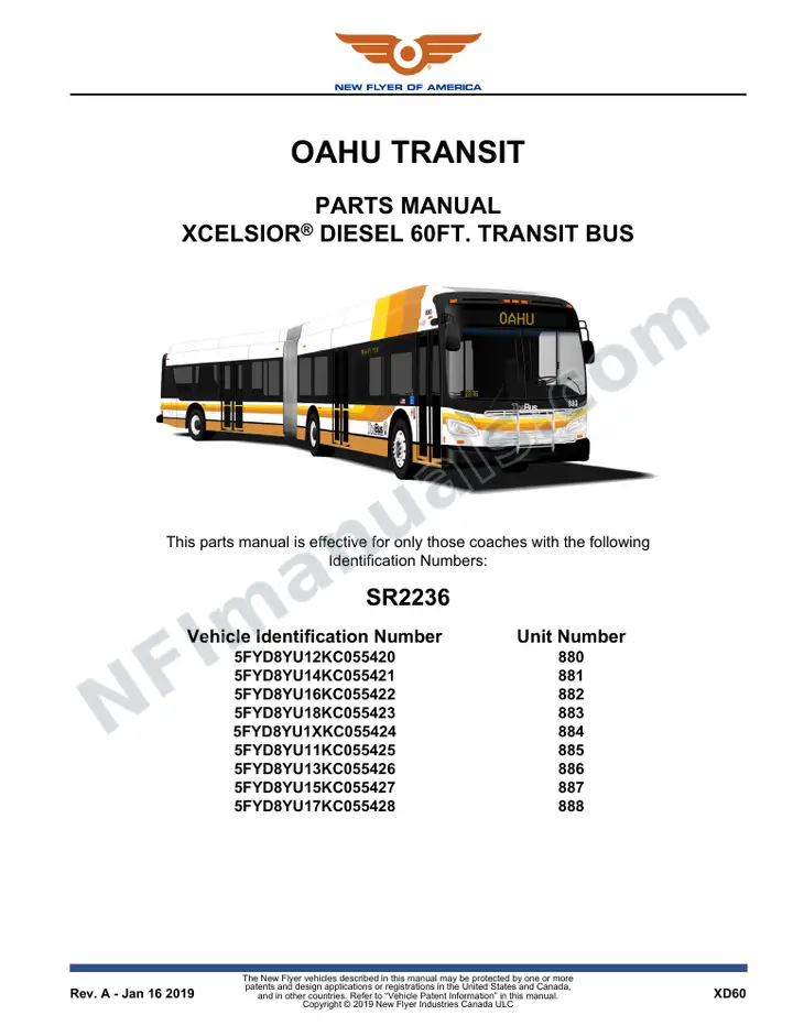 SR2236 Parts Manual, Oahu Transit first-page preview
