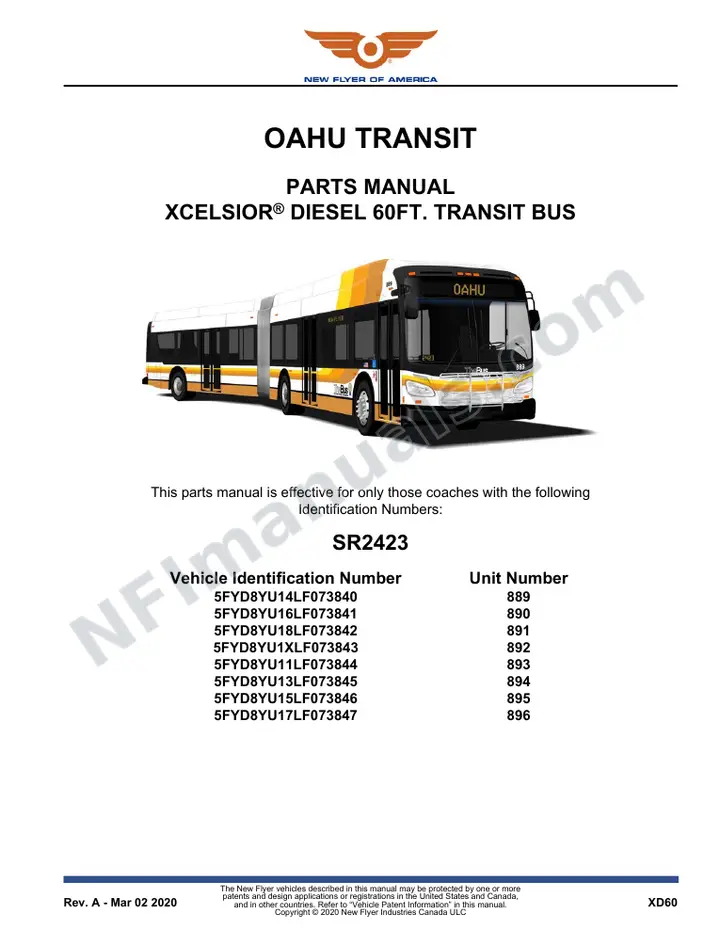 SR2423 Parts Manual, Oahu Transit first-page preview