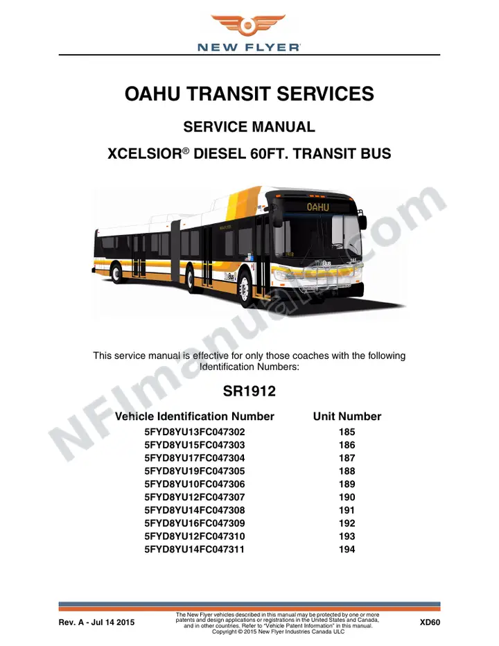 SR1912 Service Manual, OAHU Transit Services first-page preview
