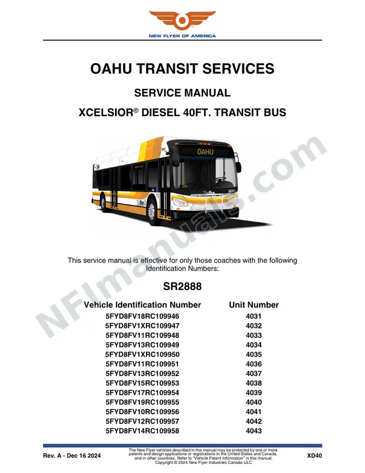 SR2888 Service Manual, Oahu Transit Services first-page preview