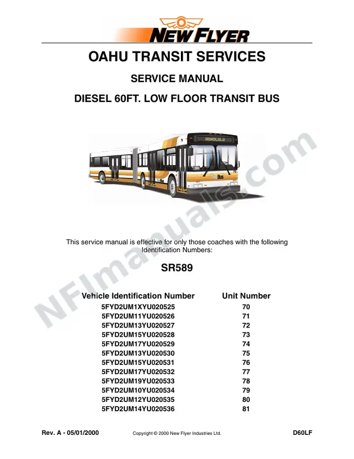 SR589 Service Manual, Oahu Transit Services first-page preview