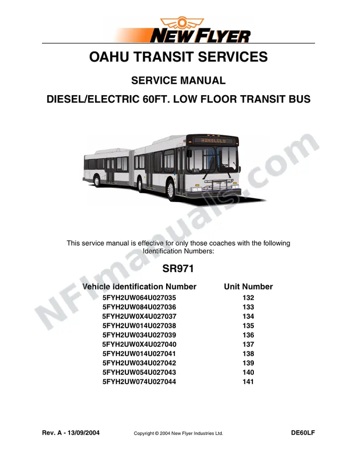 SR971 Service Manual, Oahu Transit Services first-page preview