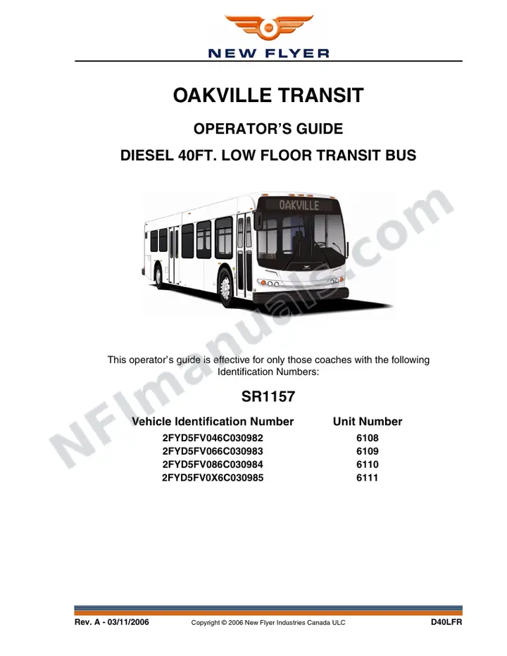 SR1157 Operator's Guide, Oakville Transit first-page preview