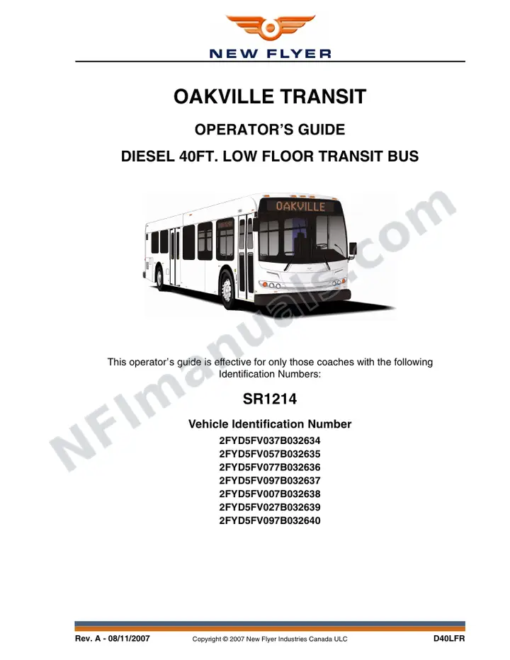 SR1214 Operator's Guide, Oakville Transit first-page preview