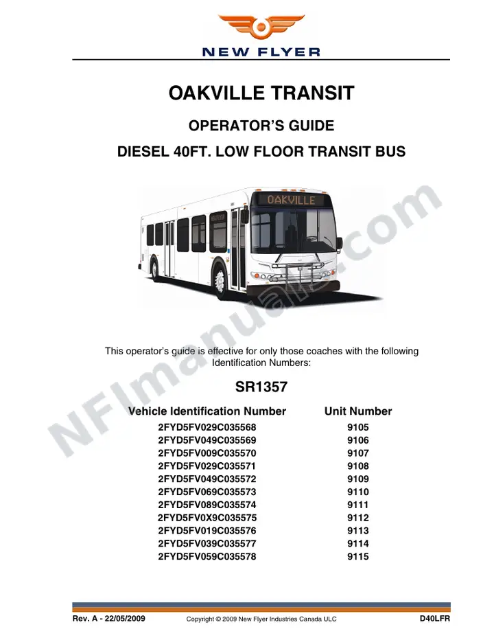 SR1357 Operator's Guide, Oakville Transit first-page preview