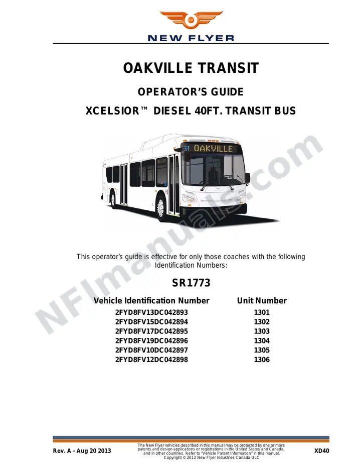 SR1773 Operator's Guide, Oakville Transit first-page preview