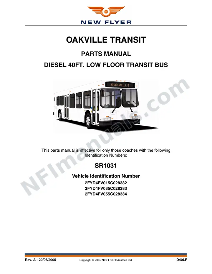 SR1031 Parts Manual, Oakville Transit first-page preview