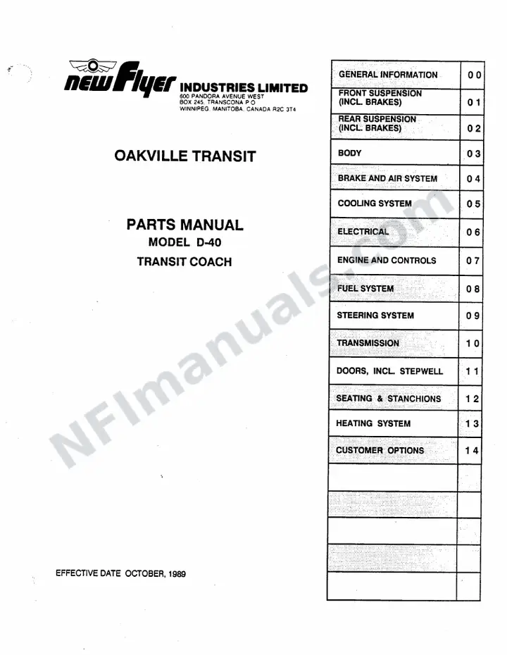 SR223 Parts Manual, Oakville Transit first-page preview