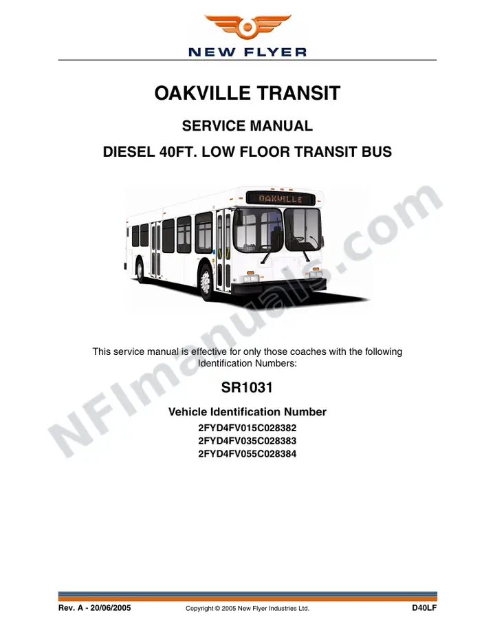 SR1031 Service Manual, Oakville Transit first-page preview