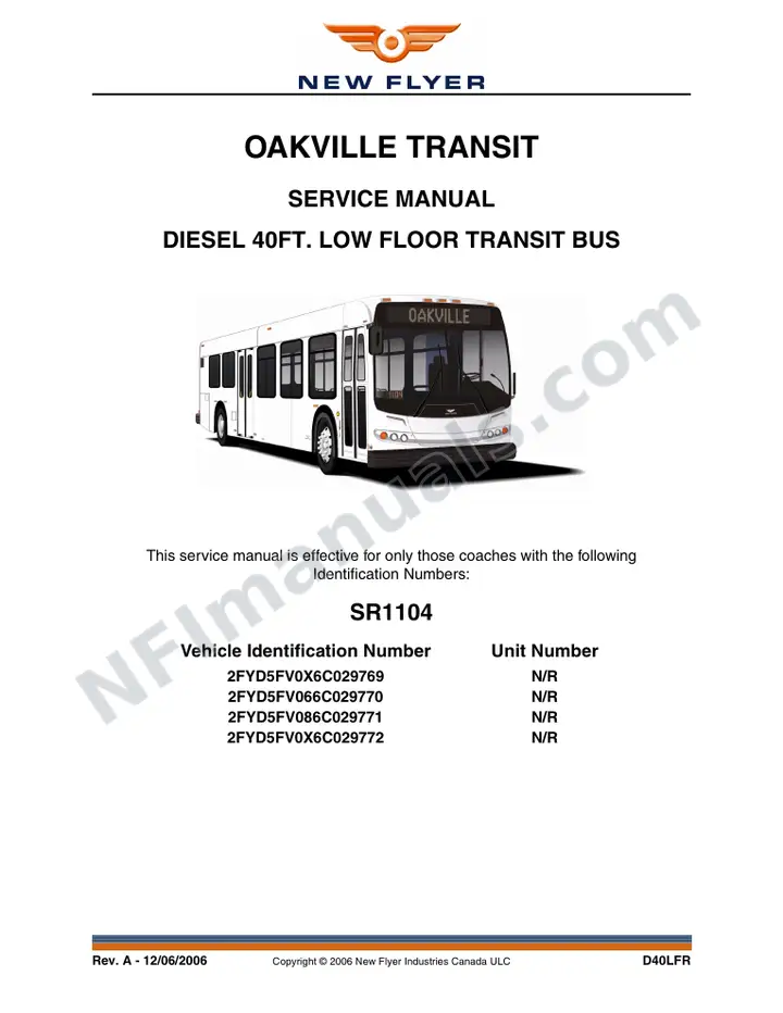 SR1104 Service Manual, Oakville Transit first-page preview